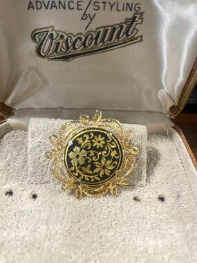 Vintage Damascene Brooch